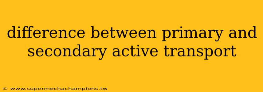 difference between primary and secondary active transport