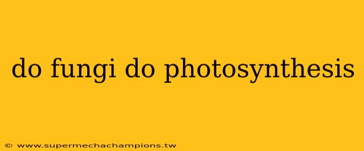 do fungi do photosynthesis