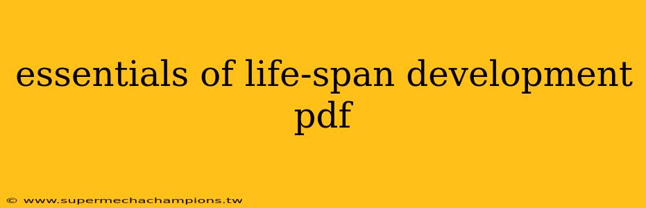 essentials of life-span development pdf