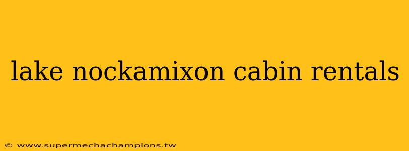 lake nockamixon cabin rentals