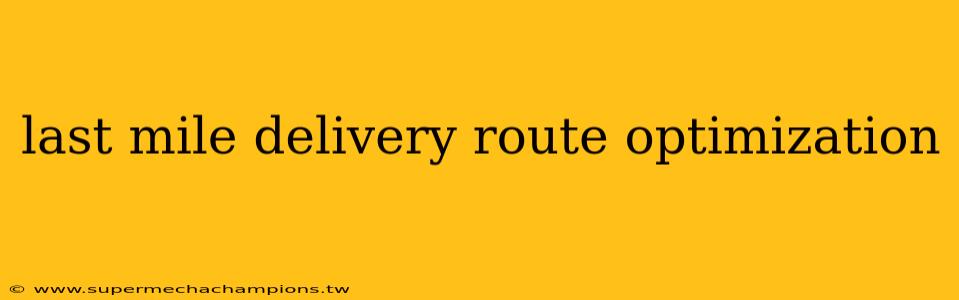 last mile delivery route optimization