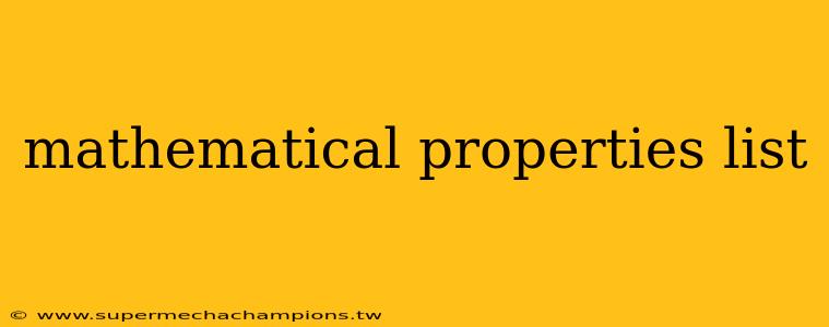 mathematical properties list