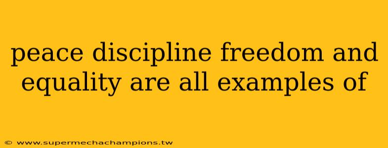 peace discipline freedom and equality are all examples of