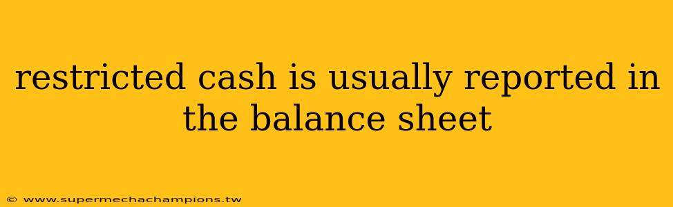 restricted cash is usually reported in the balance sheet