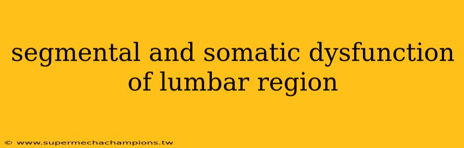 segmental and somatic dysfunction of lumbar region