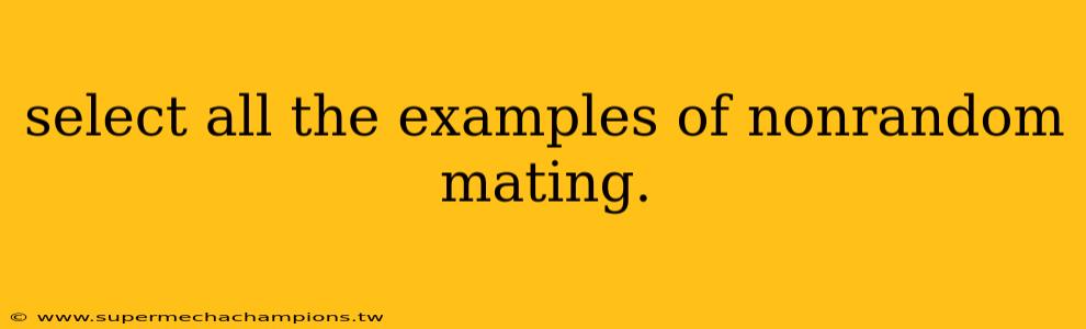 select all the examples of nonrandom mating.