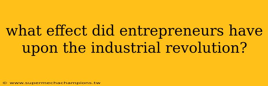 what effect did entrepreneurs have upon the industrial revolution?
