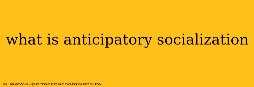 what is anticipatory socialization