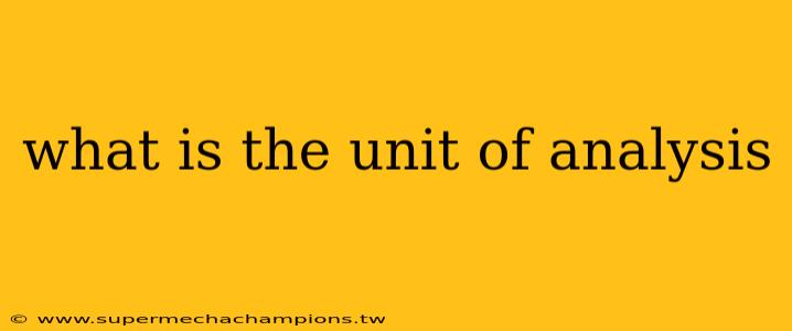what is the unit of analysis