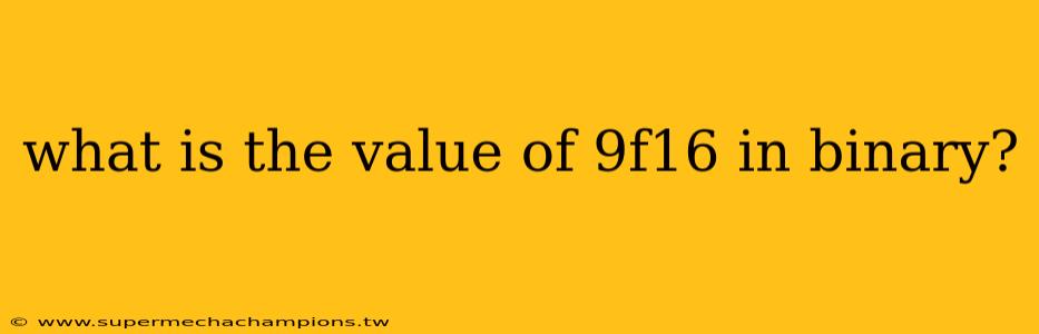 what is the value of 9f16 in binary?