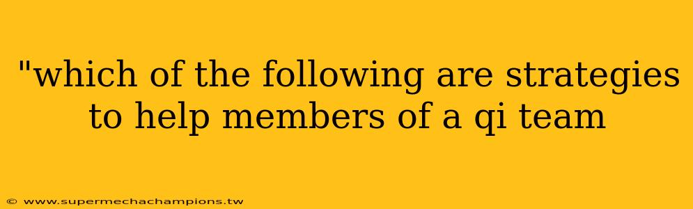"which of the following are strategies to help members of a qi team 