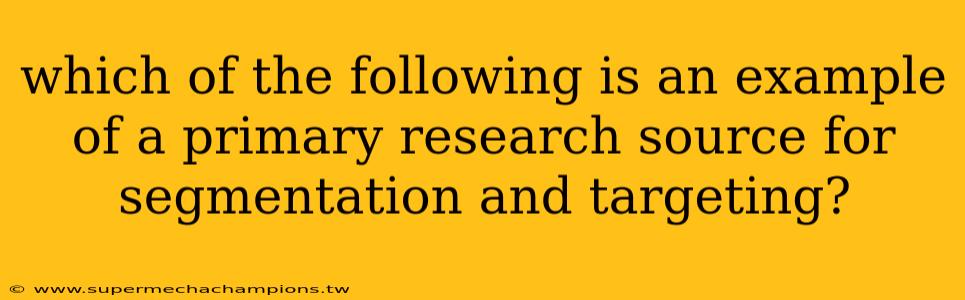 which of the following is an example of a primary research source for segmentation and targeting?