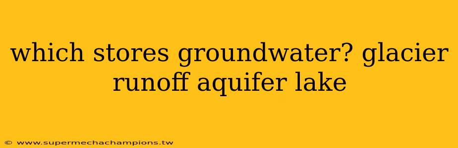 which stores groundwater? glacier runoff aquifer lake